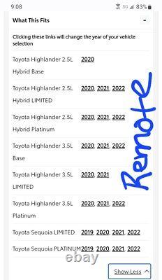 2019 2022 Toyota Sequoia / Highlander Remote and 2 Wireless Headphones Set OEM