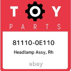 81110-0E110 Toyota Headlamp assy, rh 811100E110, New Genuine OEM Part