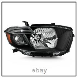 For 08-10 Toyota Highlander Headlight Lamp Replacement Black Factory Style Pair