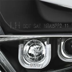 For 11-13 Toyota Highlander Dual Halo U-Bar Angel Eye Projector Headlight Black