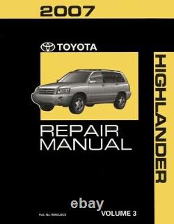 OEM Maintenance Shop Manual Bound for Toyota Highlander Volume 3 Of 4 2007