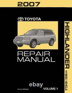 OEM Repair Maintenance Shop Manual Toyota Highlander Hybrid Volume 1 Of 3 2007